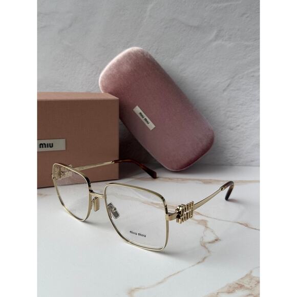 NEW Miu Miu M51XV Pale Gold Square Logo Eyeglasses Frames main image 7